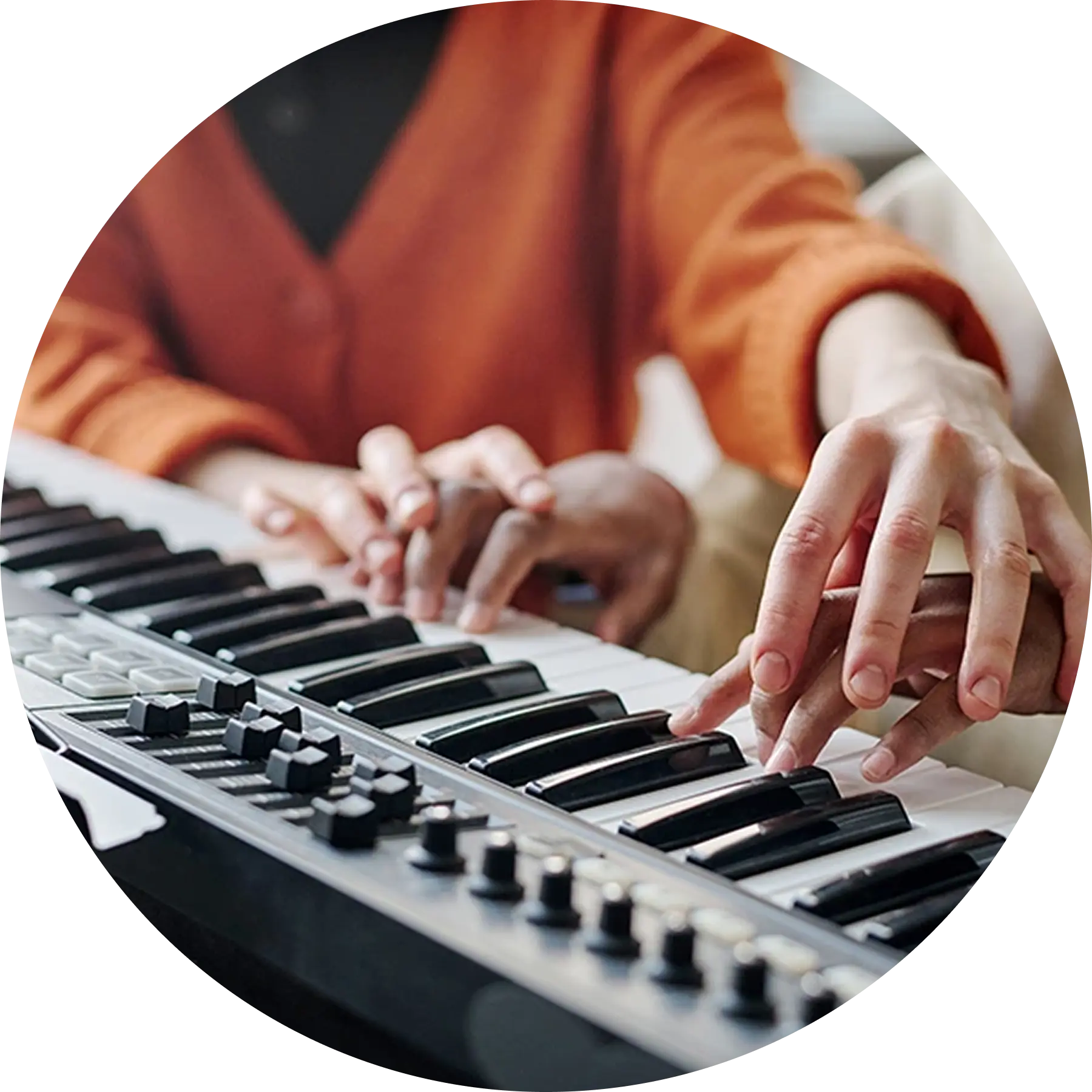 Student playing piano
