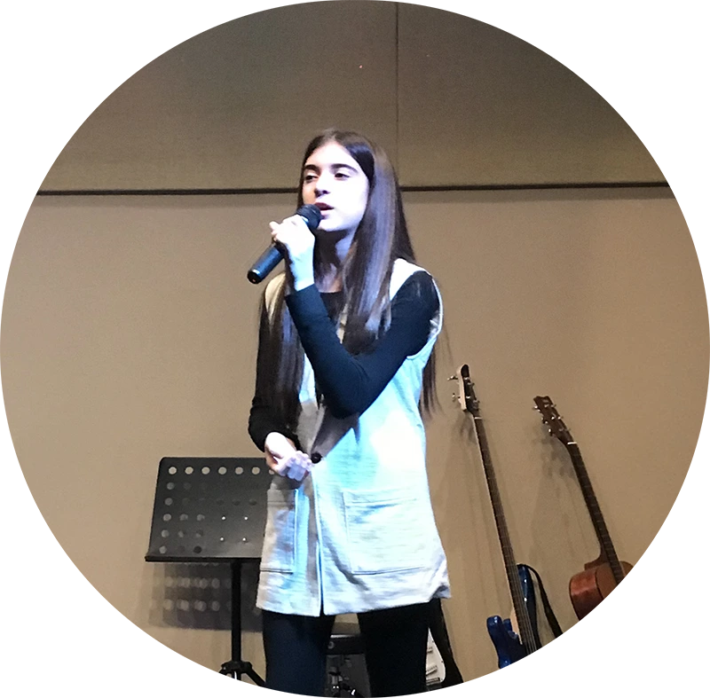 Student taking vocal lessons