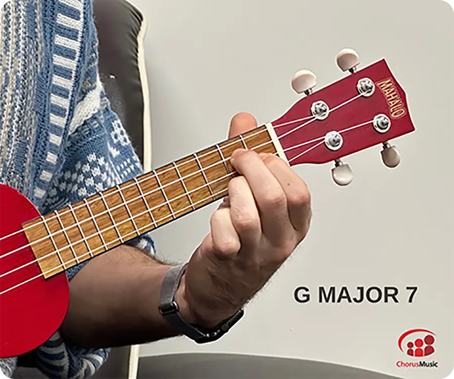 G7 chord on a ukulele