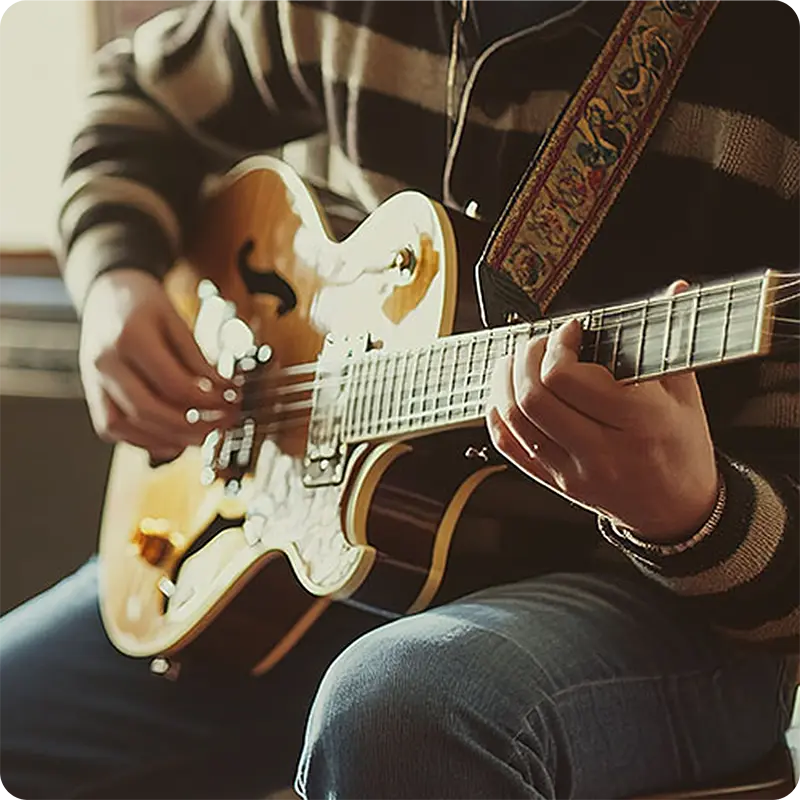 Beginner guitarist playing 